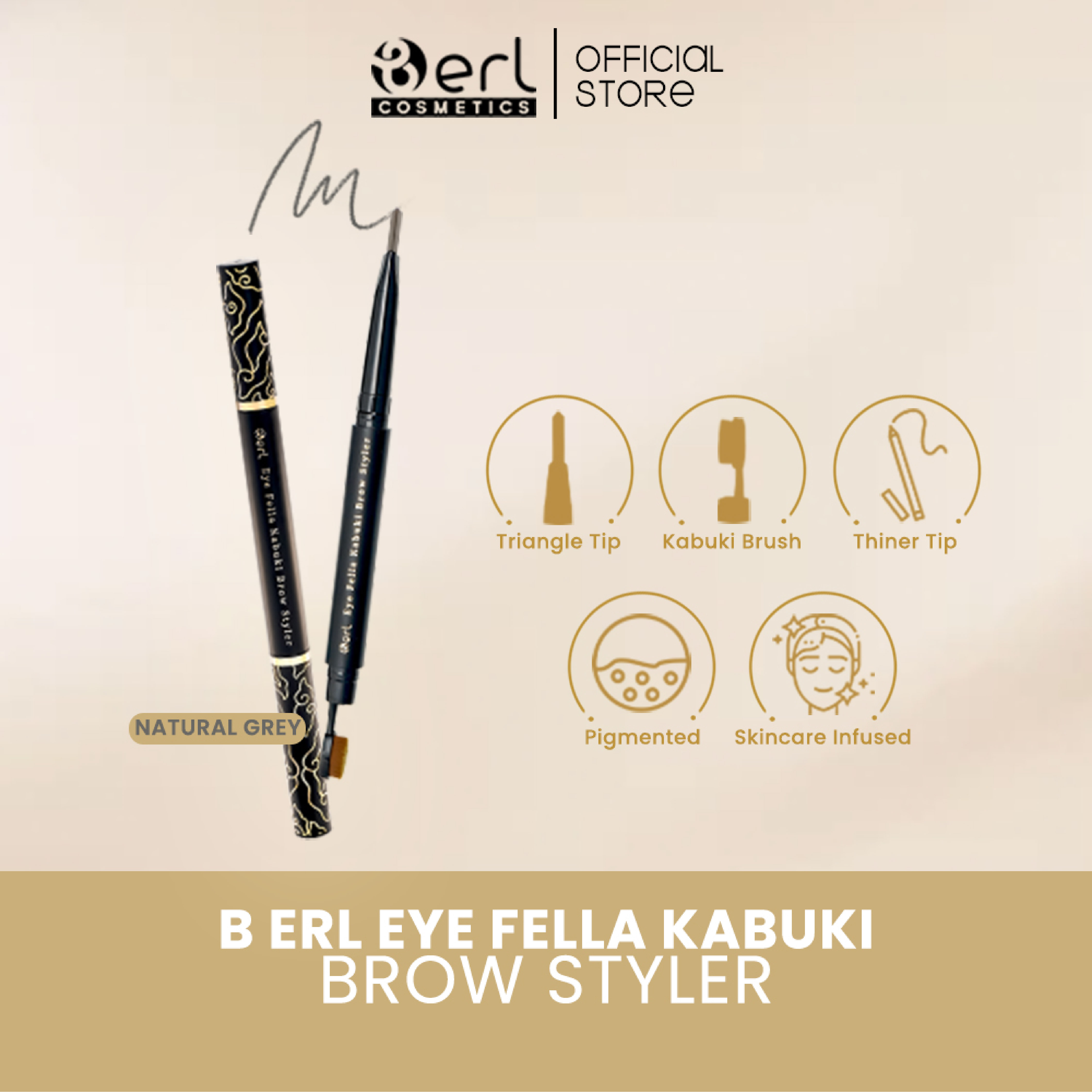 B ERL EYE FELLA KABUKI BROW STYLER (NATURAL GREY)