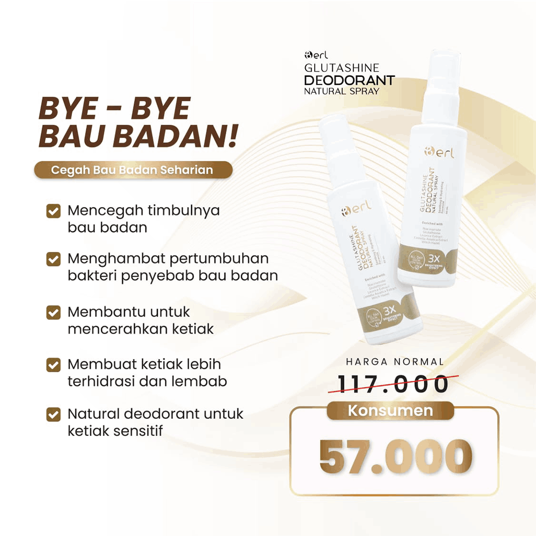B ERL GLUTASHINE DEODORANT NATURAL SPRAY