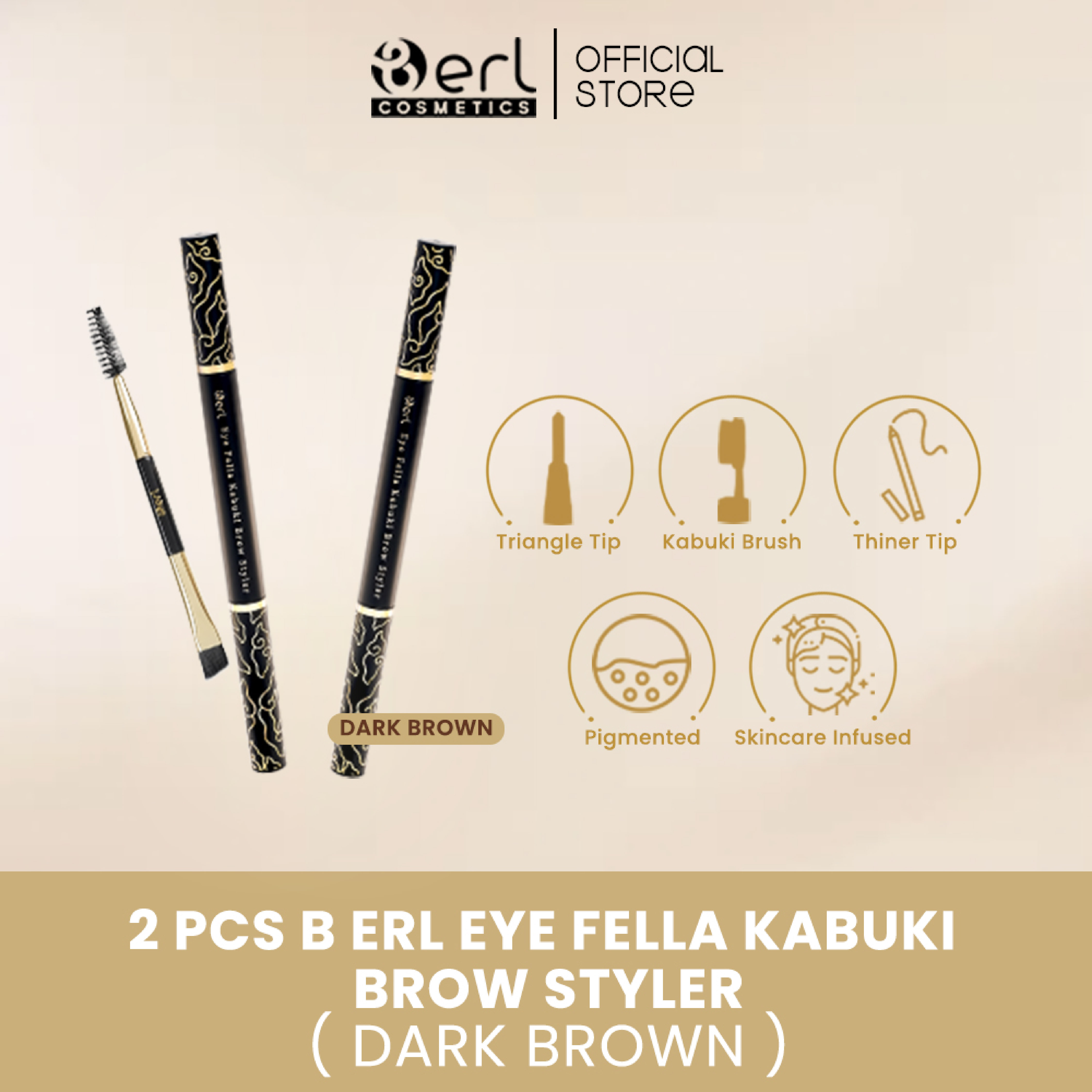 BUNDLING 2 PCS B ERL EYE FELLA KABUKI BROW STYLER (DARK BROWN)